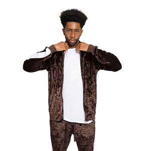 Costume 2 pièces pour hommes, combinaison en velours de Style personnalisé, fermeture éclair, à rayures latérales, tenue mince, boîtier avant fermeture éclair, Sweat-shirt rayé - Product Image 1