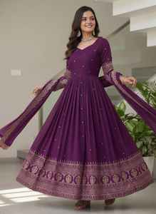 ชุดเดรสอานาร์กาลีอินเดียขายดี งานปักลูกไม้แบบอินเดีย-ปากีสถาน พร้อมซิป ชุดปัญจาบสำหรับผู้หญิง ใส่ได้ทุกฤดู - Product Image 2