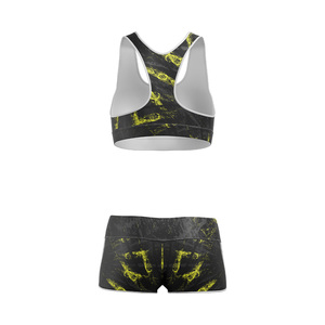 Custom Logo Women's Plus Size Yoga 2 Piece Set Seamless Elastic Waist Mid Shorts Breathable Ribbed Sleeveless Bra 100% polyester - Product Image 3