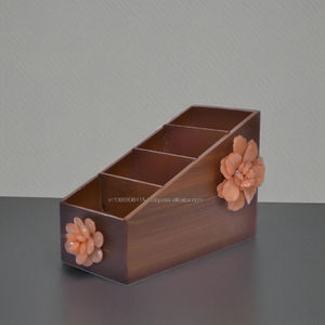 Organizador de madera con aura, caja de almacenamiento de roble puro, para servir y almacenar Caddy, organizador dual ordenado para el hogar, Soporte múltiple de madera para casa - Product Image 1