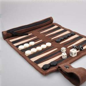 Jeu de backgammon en cuir PU personnalisé fabriqué en usine, nouveau style, accessoire de voyage enroulable, motif imprimé - Product Image 5