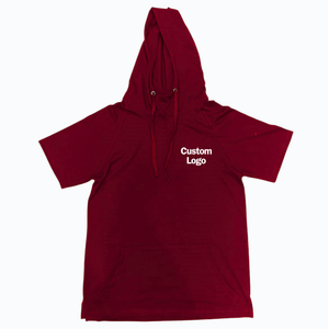 Servicio OEM al por Mayor, Diseño Personalizado, Sudadera con Capucha Ligera de Manga Corta Raglán, 100% Algodón Jersey Transpirable, con Bolsillo, para Verano - Product Image 1