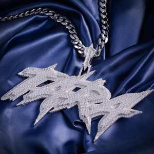 Colgante frontal especial de letra inicial con incrustaciones de moissanita, estilo Hip Hop, con cadena de eslabones cubanos, chapado en rodio, plata 925 - Product Image 5