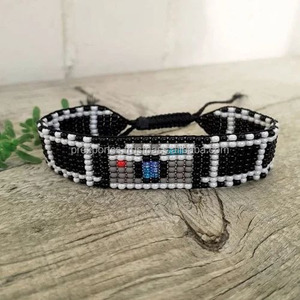 Custom Handmade Seed Bead Unisex Friendship Bracelet Luxury Style Adjustable Gift Occasion Wholesale From India - Product Image 1