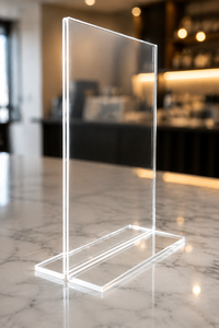 <b>A4</b> Size Customized for Pre-Assembled Clear Plastic Modern Sign <b>Stand</b> Vertical <b>Display</b> Holder for Menus Promotions - Product Image 6