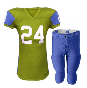 Maillot de football américain personnalisé, taille 24, vert et bleu, numéros d'équipe, col en V, manches courtes, maille respirante, coupe ajustée, taille adulte - Product Image 1