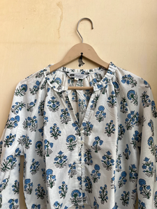 Blusa de Verano para Mujer, Estampada a Mano, Informal, de Algodón, con Bordado Floral y Botones, Corta - Product Image 2