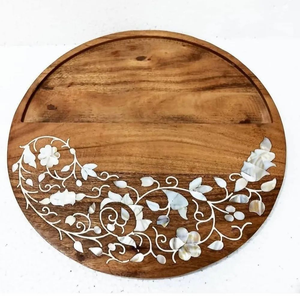 Plateau décoratif de luxe FAIZA CRAFT en nacre polie, design classique, idéal pour l'Aïd Moubarak - Idée cadeau pour occasions spéciales - Product Image 6
