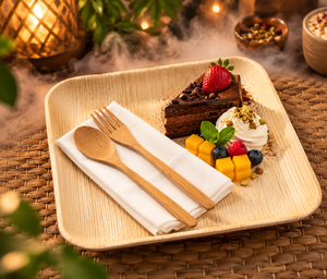 Areca Leaf Square <b>Plates</b> 8 Inches Strong <b>Disposable</b> Dessert <b>Plates</b> for Catering Restaurant Party Pack of 50 Pieces Set Use 2026 - Product Image 1