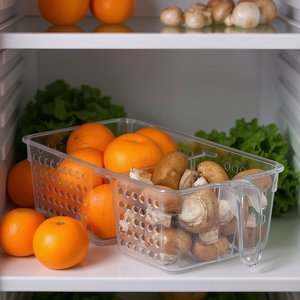 Contenitore portaoggetti PlasticForte a 2 scomparti, trasparente, per alimenti, per frigorifero, con maniglia, per la conservazione della freschezza - Product Image 3