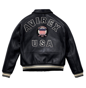 OEM Manufacturer Embroidery Street Wear Leather Avirex <b>Jacket</b> Custom Cowhide Genuine Leather <b>Men's</b> Avirex <b>Jackets</b> for Winter - Product Image 1
