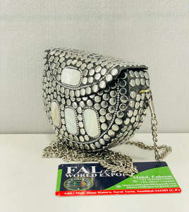 Trendy Vintage Bohemian <b>Silver</b> Evening Designer <b>Clutch</b> Handmade Luxury Indian Resin Brass Mosaic Metal <b>Bag</b> Lady Style Ready Ship - Product Image 2