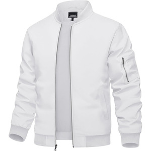 Blouson bomber bleu pour homme, fermeture éclair, col montant, coupe décontractée, coupe-vent, vêtement d'extérieur pour l'automne, coupe régulière, matière polyester - Product Image 5