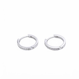 925 <b>Silver</b> <b>Earrings</b> With Round Brilliant Cut Diamond Channel Setting Minimalist Everyday Wear Unisex - Product Image 1