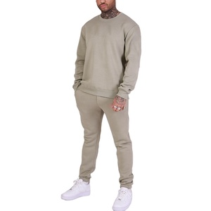 Custom Winter 100% Cotton <b>Sweat</b> suit <b>Set</b> for Men Oversized Crewneck Sweatshirt Jogger with Print Pattern Fleece Tracksuit - Product Image 1