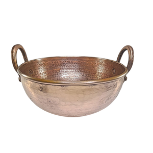 Bol de service en cuivre martelé fait main, style vintage, avec poignées, pour servir les aliments, idéal pour offrir - Product Image 1
