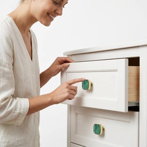 Modern Square Brass Drawer <b>Pull</b> <b>Handle</b> with Green Resin Inlay for Cabinet <b>Door</b> Furniture Knob Beads Art HBRMW 140 - Product Image 3