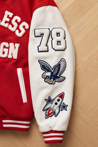 Embroidery Leather Sleeves Letterman Varsity Jackets Men Wool Polyester Letterman Baseball Coat <b>Boys</b> Baseball Varsity Jacket Men - Product Image 3