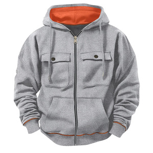 Sweat-shirt cargo technique tissé pour homme, imprimé sur mesure, de haute qualité, avec lettres contrastées, coupe ample, couleurs personnalisables - Product Image 4