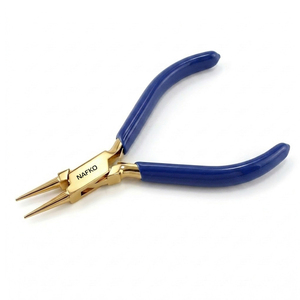 Pince à bijoux en gros, pince à bec rond 120 mm en acier inoxydable, pince à boucler le fil, pince à bijoux personnalisée avec poignée en PVC pour la création artisanale - Product Image 1