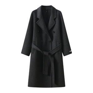 Top Quality Cotton <b>Wool</b> Blend Trench <b>Coat</b> Long Double Breasted Winter Overcoat <b>Belted</b> Warm Fashion Outwear For Women - Product Image 3