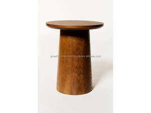 Taburete de Pedestal de Madera Maciza de Lujo, Mesa Auxiliar Redonda Minimalista, Taburete Decorativo de Madera Estilo Escandinavo, Hecho a Mano - Product Image 5