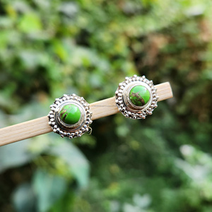 Mojave 925เงินสเตอร์ลิงสีเขียวขุ่นสีทองแดงต่างหูชุบทองสำหรับงานแต่งงานหรือของขวัญหมั้นสำหรับคุณแม่ - Product Image 1