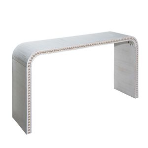 Consolle da ingresso da 59 pollici, stile cascata, curva, con perline in legno bianco lavato, per ingressi - Product Image 5