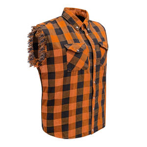 Camisa sin mangas de franela y algodón negra y naranja para hombre, ideal para ciclismo de verano, camisa casual sin mangas para rendimiento muscular. - Product Image 4