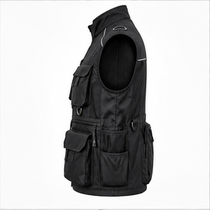 Chaleco de Trabajo Negro para Hombre Exoro Apparels, Cuello Alto, Cierre de Cremallera, Múltiples Bolsillos, Ropa Exterior Impermeable, Estilo Otoñal - Product Image 5