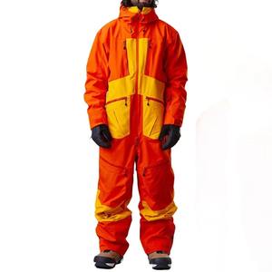 Combinaison de ski rétro unisexe imperméable, coupe-vent, respirante et sans coutures, orange, à capuche, intégrale, pour adulte, avec fermeture éclair - en polaire Tex - Product Image 1