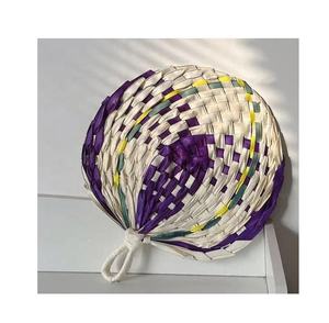 Ventilador de tejido de hoja de palma de paja a mano de Vietnam para eventos al aire libre Fiesta en la playa Regalo sostenible Favor personalizable - Product Image 2