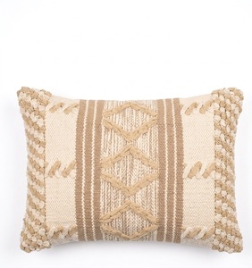 Housse de coussin carrée personnalisable en coton, motif géométrique abstrait indien fait main, blanc et bleu, style bohème, anti-acariens, avec fermeture éclair, pour la maison - Product Image 4