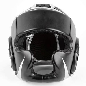 Protège-tête de boxe en cuir PU noir, équipement de protection avec fermeture auto-agrippante pour adultes, unisexe, utilisation universelle - Product Image 1