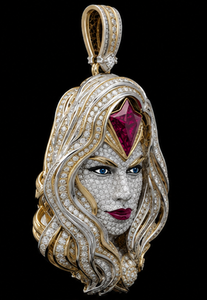 Pendentif Moissanite Personnalisé Portrait de Visage, Collier Breloque en Argent 925 Plaqué Or, Bijou de Déclaration à Coupe Ronde Brillante pour Fête - Product Image 3