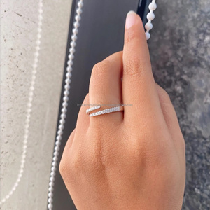 <b>Open</b> Engagement Wedding Band in 925 Sterling Silver Moissanite Round Brilliant Cut with Prong Setting Minimalist <b>Open</b> <b>Ring</b> - Product Image 6