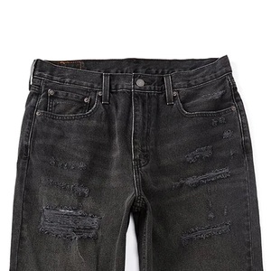 Pantalones Cortos de Mezclilla Negros Rotos para Hombre, Cintura Alta Elástica, Estilo Casual, Secado Rápido, 180g - Product Image 4