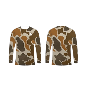 Men <b>Tan</b> <b>Brown</b> Camouflage Long Sleeve T Shirt Frogskin Vintage Pattern Crewneck Tee Casual Streetwear Top Gym Training Activewea - Product Image 1