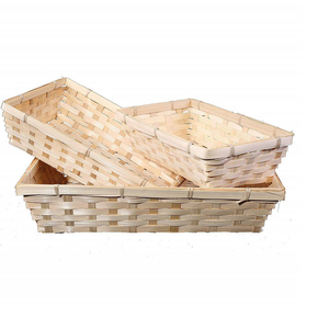 Cesta Rectangular de Bambú Natural con Cuentas para Servir Alimentos o Regalos - Product Image 2