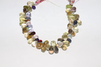 Perles facettées en pierres précieuses multiples, forme goutte, 6*9 mm, 8 pouces, pierres naturelles, forme goutte coupée sur le côté, pour la fabrication de bijoux, prix de gros