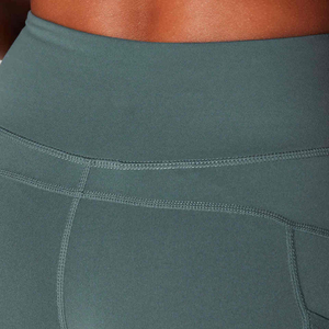 Leggings de yoga taille haute moulants pleine longueur pour femme en Spandex/Polyester tricoté respirant, couleur unie, avec logo personnalisé (jambe gauche) - Product Image 4