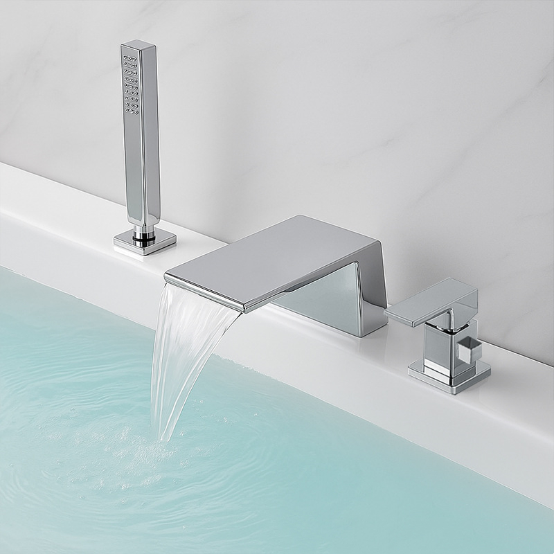 Electroplating - extended seven-shaped water outlet three-piece