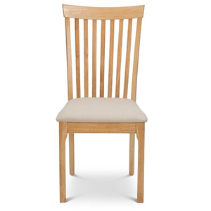 Chaise de salle à manger en bois de caoutchouc massif avec dossier à lattes et assise rembourrée - Product Image 2