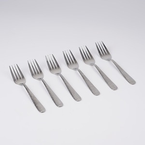 Stainless Steel Fork With Hammered Handle Matte Polish Minimalist Design Dishwasher Safe <b>Flatware</b> For Wedding Occasions - Product Image 2