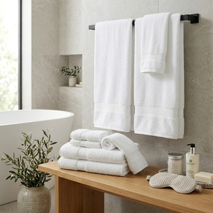 Ensemble de serviettes de luxe 100% coton, 6 pièces, sans torsion, séchage rapide, très absorbantes, serviettes de bain, serviettes de toilette, débarbouillettes - Product Image 5