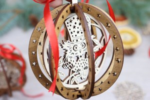 Colección de Adornos Navideños de Madera, Ecológicos, Cortados con Láser, Impresión Personalizada, Decoraciones Modernas Colgantes para Árbol, Fiestas, Hogar - Product Image 1