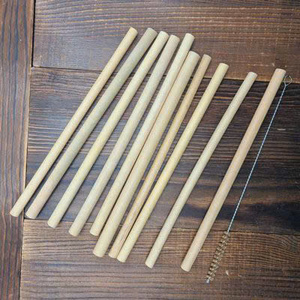Pailles jetables en bambou naturel, pointes polies, pour boissons, thé, jus - Product Image 3