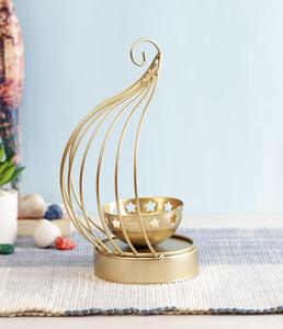 Modern Gold Metal Bird Cage <b>Candle</b> Holder Lantern - Decorative Iron Tea Light Stand for <b>Wedding</b>, Party, & Home Decor - Product Image 4