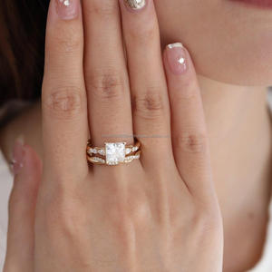 Igi/gia แล็บตัดเพชรวินเทจ14K สีเหลืองแหวนแต่งงาน/งานหมั้นใส่ได้ทั้งชายและหญิงสีขาวทองคุณภาพดีสำหรับงานปาร์ตี้ครบรอบ-คุ้มค่า - Product Image 4