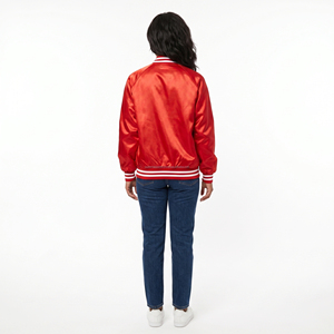 Custom Orange Satin Casual <b>Summer</b> Stand Windproof Breathable Varsity <b>Jacket</b> Wholesale 100% Polyester Unisex for Streetwear Brand - Product Image 5